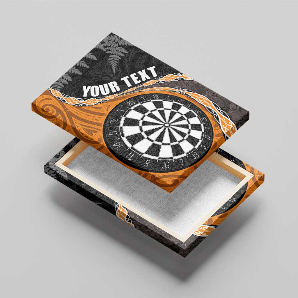 Personalised New Zealand Darts Canvas Wall Art Koru Tribal Tattoo and Silver Fern Maori Pattern Orange Color LT03 - Polynesian Pride