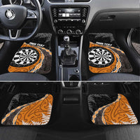 Personalised New Zealand Darts Car Mats Koru Tribal Tattoo and Silver Fern Maori Pattern Orange Color LT03 Set 4pcs Orange - Polynesian Pride