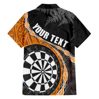 Personalised New Zealand Darts Family Matching Puletasi and Hawaiian Shirt Koru Tribal Tattoo and Silver Fern Maori Pattern Orange Color LT03 - Polynesian Pride