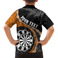 Personalised New Zealand Darts Family Matching Tank Maxi Dress and Hawaiian Shirt Koru Tribal Tattoo and Silver Fern Maori Pattern Orange Color LT03 - Polynesian Pride