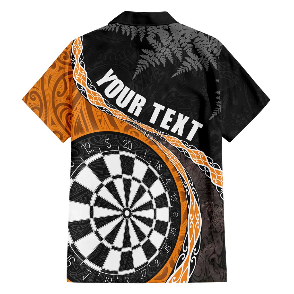 Personalised New Zealand Darts Hawaiian Shirt Koru Tribal Tattoo and Silver Fern Maori Pattern Orange Color LT03 - Polynesian Pride