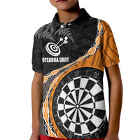Personalised New Zealand Darts Kid Polo Shirt Koru Tribal Tattoo and Silver Fern Maori Pattern Orange Color LT03 Kid Orange - Polynesian Pride