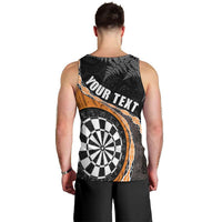 Personalised New Zealand Darts Men Tank Top Koru Tribal Tattoo and Silver Fern Maori Pattern Orange Color LT03 - Polynesian Pride