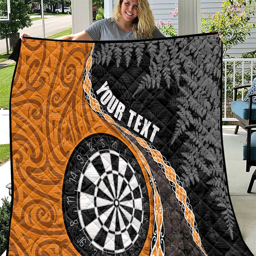 Personalised New Zealand Darts Quilt Koru Tribal Tattoo and Silver Fern Maori Pattern Orange Color LT03 Orange - Polynesian Pride