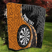 Personalised New Zealand Darts Quilt Koru Tribal Tattoo and Silver Fern Maori Pattern Orange Color LT03 - Polynesian Pride