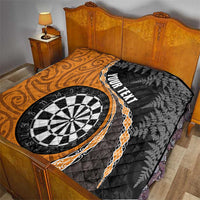 Personalised New Zealand Darts Quilt Koru Tribal Tattoo and Silver Fern Maori Pattern Orange Color LT03 - Polynesian Pride