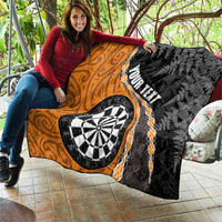 Personalised New Zealand Darts Quilt Koru Tribal Tattoo and Silver Fern Maori Pattern Orange Color LT03 - Polynesian Pride