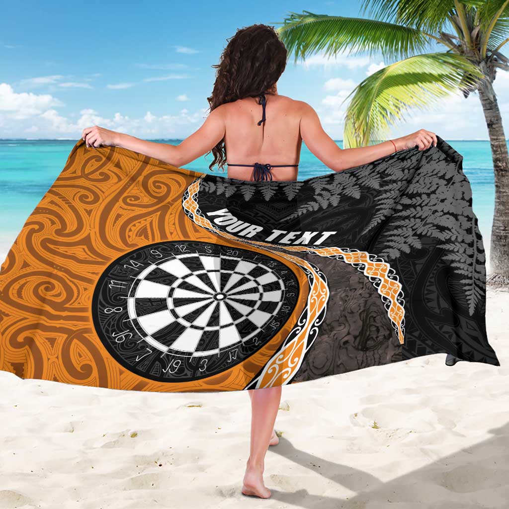 Personalised New Zealand Darts Sarong Koru Tribal Tattoo and Silver Fern Maori Pattern Orange Color LT03 - Polynesian Pride