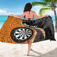 Personalised New Zealand Darts Sarong Koru Tribal Tattoo and Silver Fern Maori Pattern Orange Color LT03 - Polynesian Pride