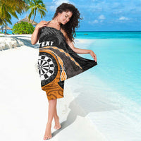 Personalised New Zealand Darts Sarong Koru Tribal Tattoo and Silver Fern Maori Pattern Orange Color LT03 - Polynesian Pride