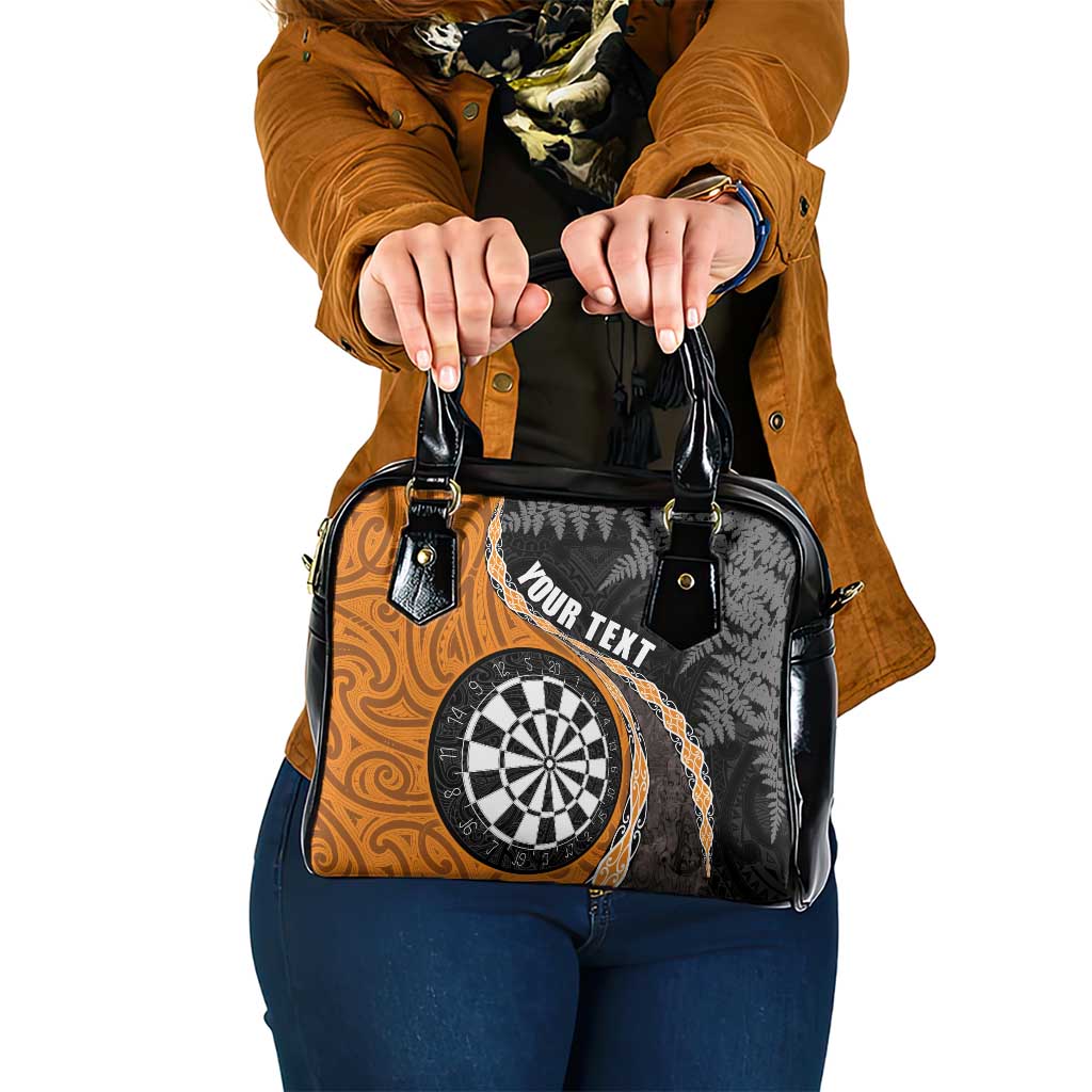 Personalised New Zealand Darts Shoulder Handbag Koru Tribal Tattoo and Silver Fern Maori Pattern Orange Color LT03 One Size Orange - Polynesian Pride