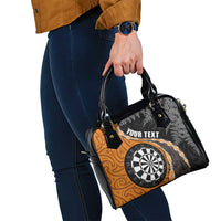 Personalised New Zealand Darts Shoulder Handbag Koru Tribal Tattoo and Silver Fern Maori Pattern Orange Color LT03 - Polynesian Pride
