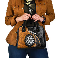 Personalised New Zealand Darts Shoulder Handbag Koru Tribal Tattoo and Silver Fern Maori Pattern Orange Color LT03 - Polynesian Pride