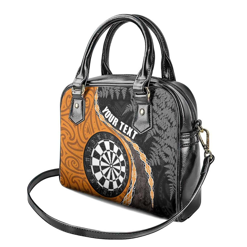 Personalised New Zealand Darts Shoulder Handbag Koru Tribal Tattoo and Silver Fern Maori Pattern Orange Color LT03 - Polynesian Pride