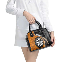 Personalised New Zealand Darts Shoulder Handbag Koru Tribal Tattoo and Silver Fern Maori Pattern Orange Color LT03 - Polynesian Pride