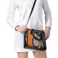 Personalised New Zealand Darts Shoulder Handbag Koru Tribal Tattoo and Silver Fern Maori Pattern Orange Color LT03 - Polynesian Pride