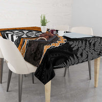 Personalised New Zealand Darts Tablecloth Koru Tribal Tattoo and Silver Fern Maori Pattern Orange Color LT03 - Polynesian Pride