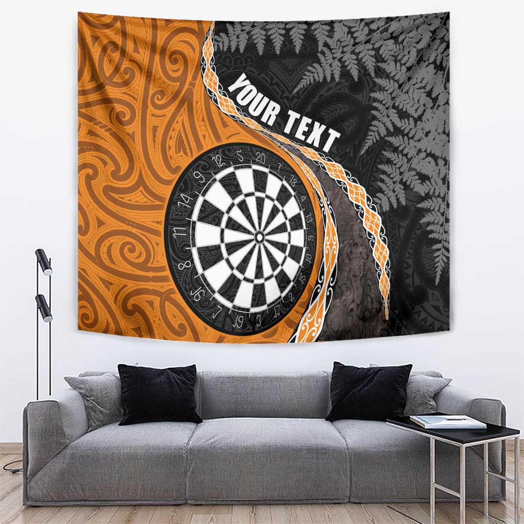 Personalised New Zealand Darts Tapestry Koru Tribal Tattoo and Silver Fern Maori Pattern Orange Color LT03 Orange - Polynesian Pride