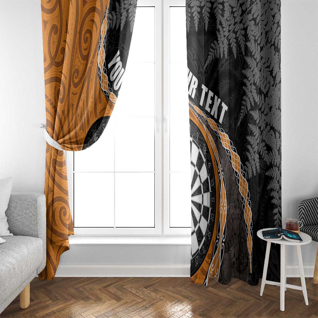 Personalised New Zealand Darts Window Curtain Koru Tribal Tattoo and Silver Fern Maori Pattern Orange Color LT03 - Polynesian Pride