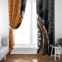 Personalised New Zealand Darts Window Curtain Koru Tribal Tattoo and Silver Fern Maori Pattern Orange Color LT03 - Polynesian Pride