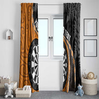 Personalised New Zealand Darts Window Curtain Koru Tribal Tattoo and Silver Fern Maori Pattern Orange Color LT03 - Polynesian Pride