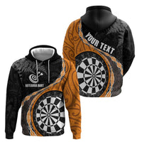 Personalised New Zealand Darts Zip Hoodie Koru Tribal Tattoo and Silver Fern Maori Pattern Orange Color LT03 - Polynesian Pride