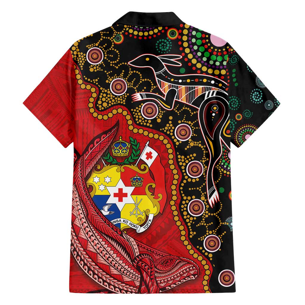 Tonga Ngatu and Australia Together Family Matching Long Sleeve Bodycon Dress and Hawaiian Shirt Polynesian Humpback Whale and Aboriginal Kangaroo LT03 - Polynesian Pride