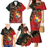 Tonga Ngatu and Australia Together Family Matching Mermaid Dress and Hawaiian Shirt Polynesian Humpback Whale and Aboriginal Kangaroo LT03 - Polynesian Pride