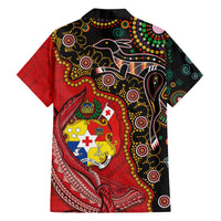 Tonga Ngatu and Australia Together Family Matching Off The Shoulder Long Sleeve Dress and Hawaiian Shirt Polynesian Humpback Whale and Aboriginal Kangaroo LT03 - Polynesian Pride
