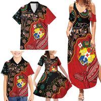 Tonga Ngatu and Australia Together Family Matching Summer Maxi Dress and Hawaiian Shirt Polynesian Humpback Whale and Aboriginal Kangaroo LT03 - Polynesian Pride