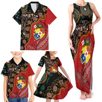Tonga Ngatu and Australia Together Family Matching Tank Maxi Dress and Hawaiian Shirt Polynesian Humpback Whale and Aboriginal Kangaroo LT03 - Polynesian Pride