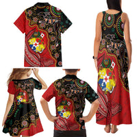 Tonga Ngatu and Australia Together Family Matching Tank Maxi Dress and Hawaiian Shirt Polynesian Humpback Whale and Aboriginal Kangaroo LT03 - Polynesian Pride