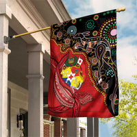 Tonga Ngatu and Australia Together Garden Flag Polynesian Humpback Whale and Aboriginal Kangaroo LT03 House Flag Red - Polynesian Pride
