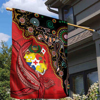 Tonga Ngatu and Australia Together Garden Flag Polynesian Humpback Whale and Aboriginal Kangaroo LT03 - Polynesian Pride