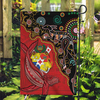 Tonga Ngatu and Australia Together Garden Flag Polynesian Humpback Whale and Aboriginal Kangaroo LT03 Garden Flag Red - Polynesian Pride