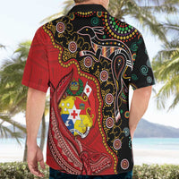 Tonga Ngatu and Australia Together Hawaiian Shirt Polynesian Humpback Whale and Aboriginal Kangaroo