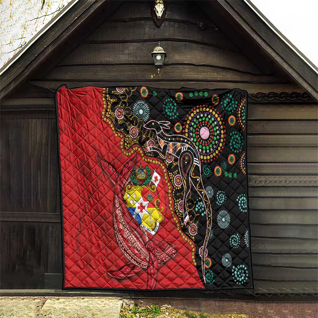 Tonga Ngatu and Australia Together Quilt Polynesian Humpback Whale and Aboriginal Kangaroo