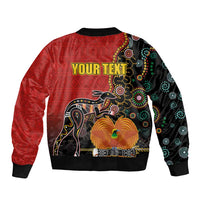 Personalised Papua New Guinea and Australia Together Bomber Jacket Bird-of-paradise and Kangaroo with Aboriginal Pattern LT03 - Polynesian Pride