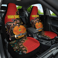 Personalised Papua New Guinea and Australia Together Car Seat Cover Bird-of-paradise and Kangaroo with Aboriginal Pattern LT03 One Size Red - Polynesian Pride