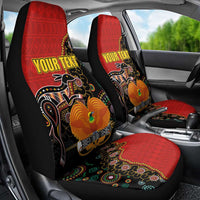 Personalised Papua New Guinea and Australia Together Car Seat Cover Bird-of-paradise and Kangaroo with Aboriginal Pattern LT03 - Polynesian Pride