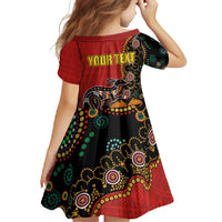 Personalised Papua New Guinea and Australia Together Family Matching Short Sleeve Bodycon Dress and Hawaiian Shirt Bird-of-paradise and Kangaroo with Aboriginal Pattern LT03 - Polynesian Pride