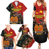 Personalised Papua New Guinea and Australia Together Family Matching Summer Maxi Dress and Hawaiian Shirt Bird-of-paradise and Kangaroo with Aboriginal Pattern LT03 - Polynesian Pride