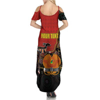 Personalised Papua New Guinea and Australia Together Family Matching Summer Maxi Dress and Hawaiian Shirt Bird-of-paradise and Kangaroo with Aboriginal Pattern LT03 - Polynesian Pride