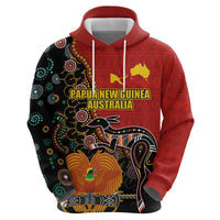 Personalised Papua New Guinea and Australia Together Hoodie Bird-of-paradise and Kangaroo with Aboriginal Pattern LT03 - Polynesian Pride
