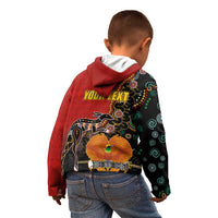 Personalised Papua New Guinea and Australia Together Kid Hoodie Bird-of-paradise and Kangaroo with Aboriginal Pattern LT03 - Polynesian Pride