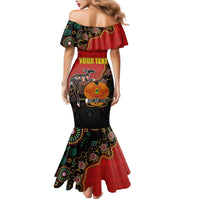 Personalised Papua New Guinea and Australia Together Mermaid Dress Bird-of-paradise and Kangaroo with Aboriginal Pattern LT03 - Polynesian Pride