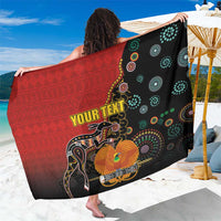 Personalised Papua New Guinea and Australia Together Sarong Bird-of-paradise and Kangaroo with Aboriginal Pattern