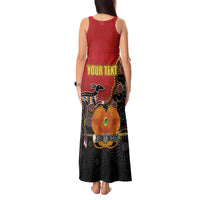 Personalised Papua New Guinea and Australia Together Tank Maxi Dress Bird-of-paradise and Kangaroo with Aboriginal Pattern LT03 - Polynesian Pride