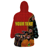 Personalised Papua New Guinea and Australia Together Wearable Blanket Hoodie Bird-of-paradise and Kangaroo with Aboriginal Pattern LT03 - Polynesian Pride