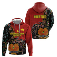Personalised Papua New Guinea and Australia Together Zip Hoodie Bird-of-paradise and Kangaroo with Aboriginal Pattern LT03 - Polynesian Pride